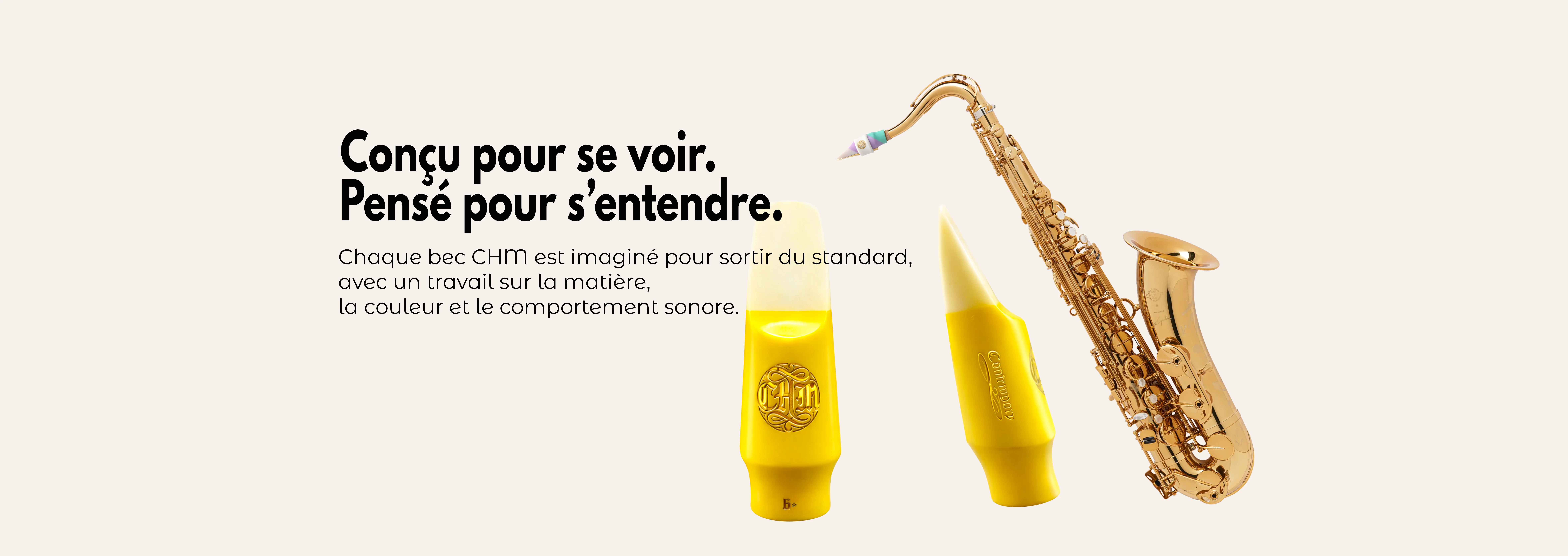 Bannière CHM Sax, becs de saxophone haut de gamme