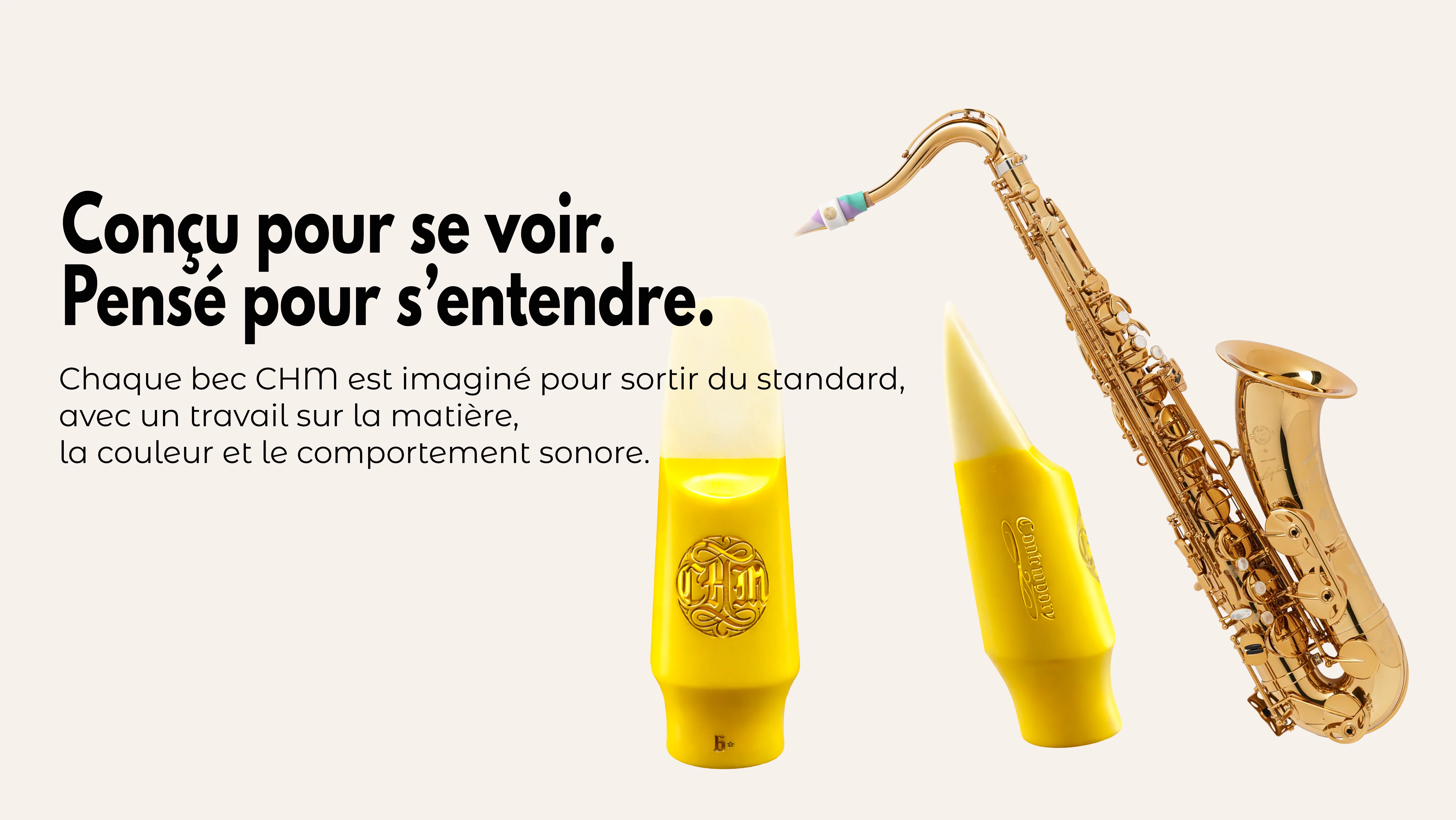 Bannière CHM Sax, becs de saxophone haut de gamme